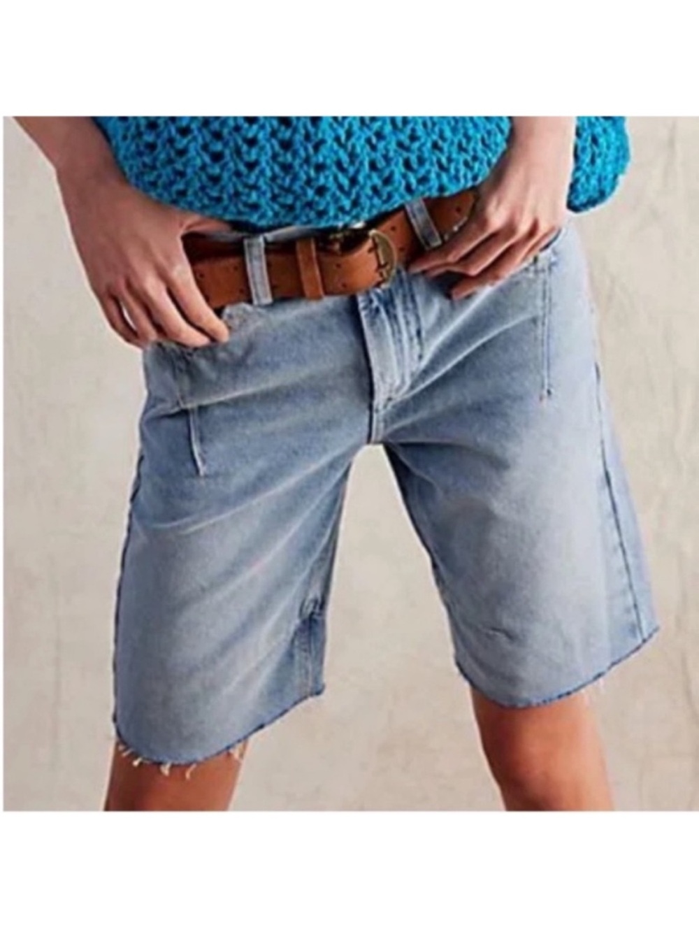 We The Free 27 Shorts Bermuda Ghost Town Long Short Jorts Bodie Blue raw hem NWT - Picture 8 of 13
